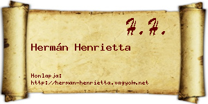 Hermán Henrietta névjegykártya